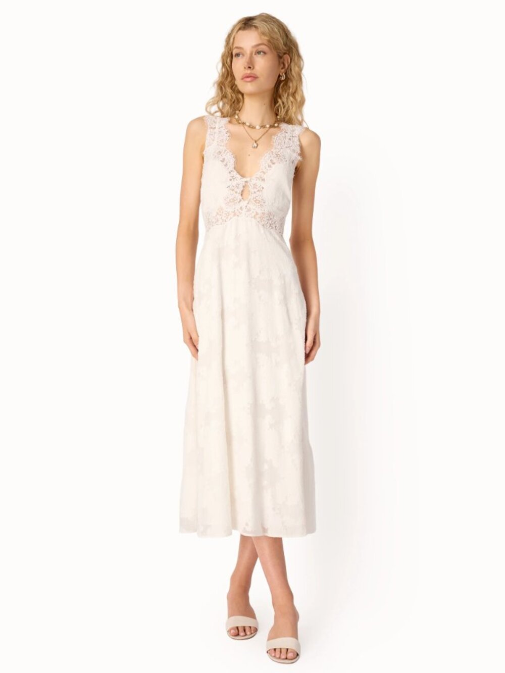 CAMI white midi dress